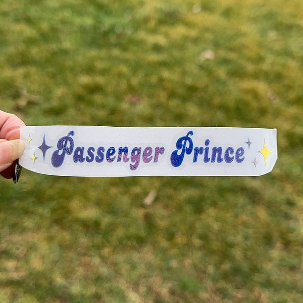 Passenger Prince Car Decal, Permanent Vinyl Mirror Sticker Decal, Gag Gift, Y2K Aesthetic Sticker