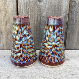 Made to order handmade salt and pepper shakers, colorful pottery, handmade ceramic pottery, salt and pepper