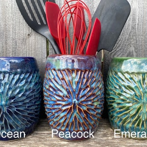 Made to order utensil holder, utensil caddy, handmade stoneware pottery