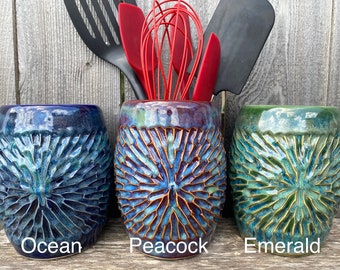 Made to order utensil holder, utensil caddy, handmade stoneware pottery