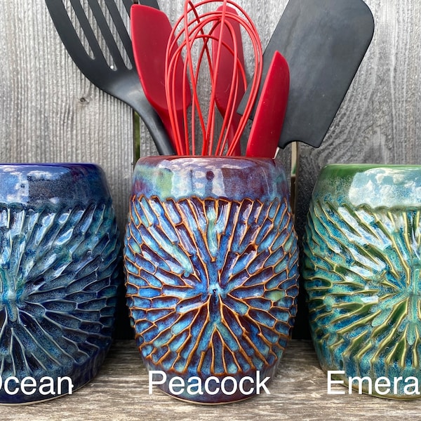 Made to order utensil holder, utensil caddy, handmade stoneware pottery