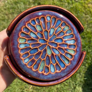 coaster set with matching holder ready to ship