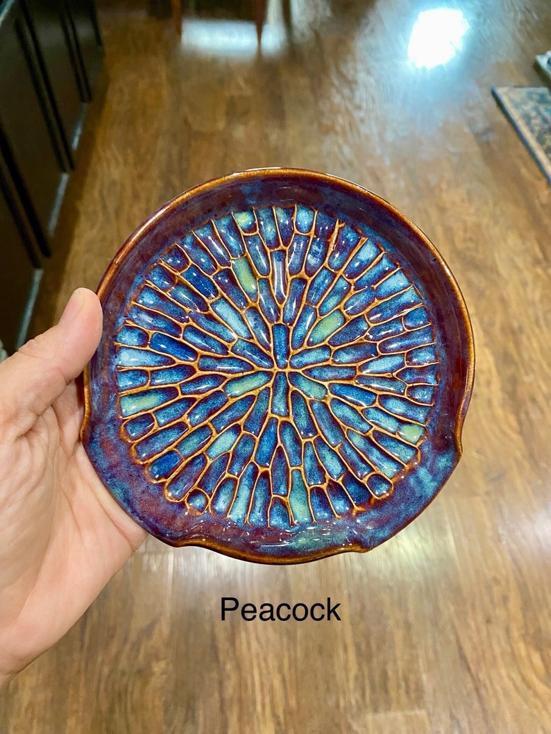 Spoon rest extra large with 2 slots, handmade pottery, ceramic spoon rest handmade. Ready to ship spoon rest.