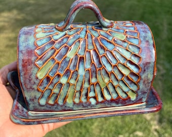 Made to order European sized butter dish with lid, handmade pottery