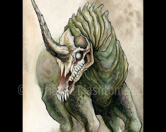 Zombiecorn - DIN A4 - Fine Art Print. - horror creepy unicorn zombie einhorn sleipnir