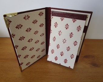 Note pad, small note book, removable pad, note pad holder, small, rectangular handy, gift, burgundy colour, easy to carry, 14cm x 9cm