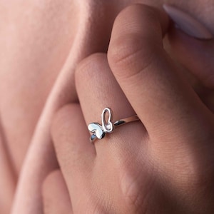 Butterfly Ring in Sterling Silver, Dainty Simple Stacking Ring