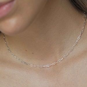 Minimalist Silver Choker Necklace Layering Paperclip Necklace for women Gifts for girls