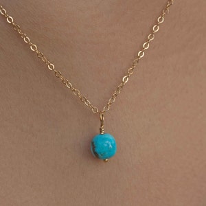 Minimal Turquoise Necklace in 14k Gold Filled, Layering Necklace, Gift for Mom BFF Sister Wife Girlfriend