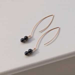 Delicate Gemstone Threader Earrings, Genuine Black Onyx Dangle & Drop Earrings, Minimalist Handmade Jewelry, Earrings Gifts for Women