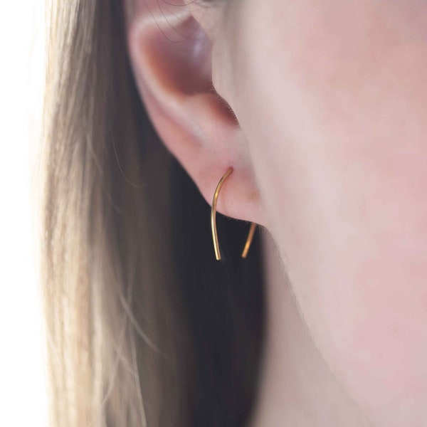 Minimalist Arc Earrings, Horseshoe earrings, Open Hoops gold