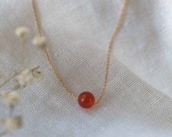 Delicate Carnelian Necklace, Minimal layering Necklace, 6mm