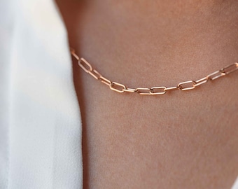 Minimal Chain Layering Necklace in 14k Gold Filled and Rose Gold Filled Choker