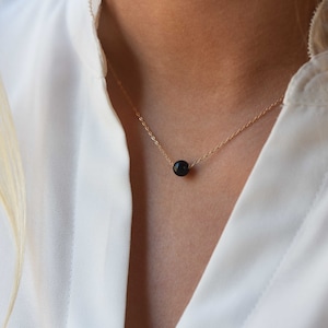 Delicate Black Onyx Necklace, Minimal Necklace