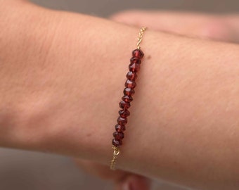 Garnet Bracelet Gold Filled, Silver, Rose Gold Filled, January Birthstone Gifts