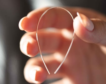 Large Thin 14k Gold Filled Hoop Earrings: Minimalist Threader Hoops