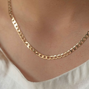 Curb Gold Necklace for Layering, Handmade Minimalist Jewelry, Non-Tarnish Stainless Steel Cuban Chain Gifts