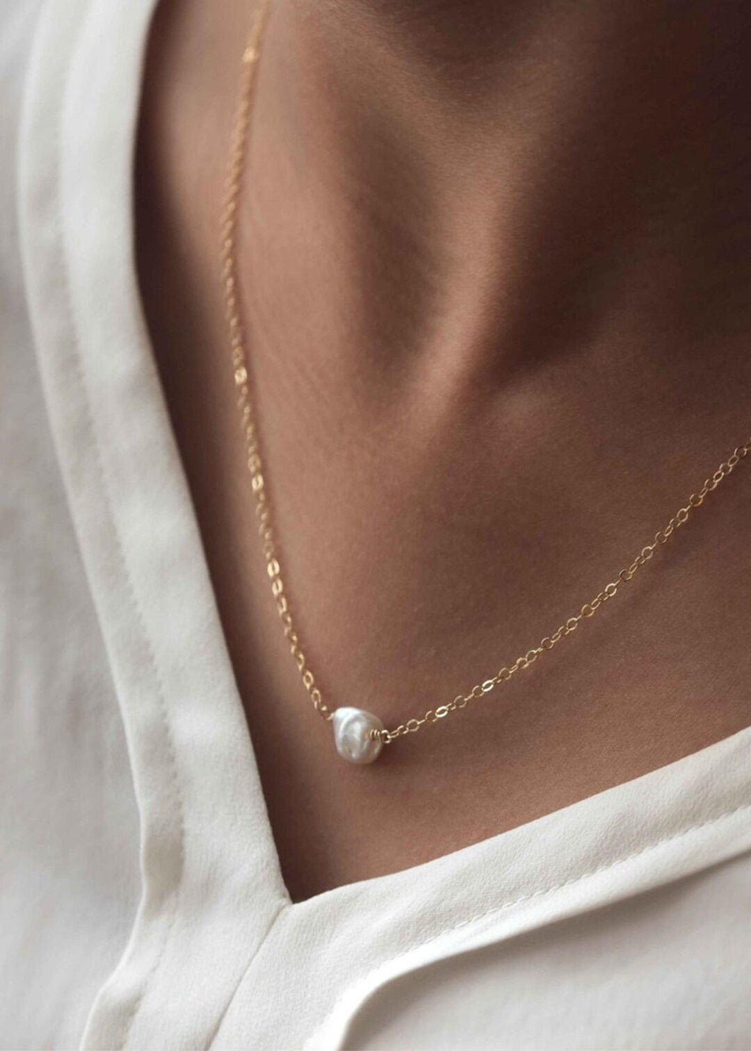 Keshi Pearl Necklace in 14k Gold Filled, Rose Gold Necklace,delicate ...