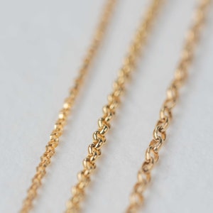 Real Gold Filled Custom Rolo Chain Necklace Made in USA, Adjustable Chain, Filled Chain, Custom Long Chain Necklace Gift for Men and Women