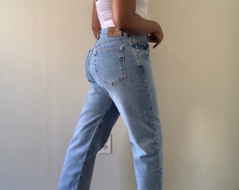 Vintage 90s Calvin Klein Jeans | High Waist | Mid Blue Wash | 100% Cotton | 32” Waist Size 11 Sz 10 | 90s Boyfriends Jeans | Y2K | Mom Jeans