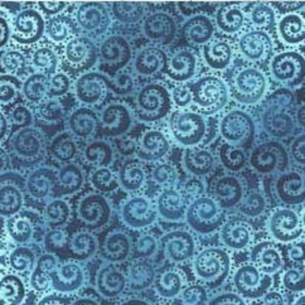 Laurel Burch Ocean Songs Fabric / Curlicues on Teal #90329-2 / Sold in 1/2 Yd Increments / Multiple Yards Available