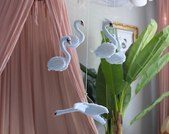 Made To Order - Luxury Swan Baby Mobile - Nursery Crib Mobile - Swan Nursery Decor - Baby Shower Gift