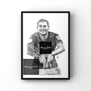 Tekening van Bruno Guimarães, potloodtekening op A4-formaat | Voetbalafdrukken | Verjaardagscadeau | Voetbaldecoratie | Kerstcadeaus|