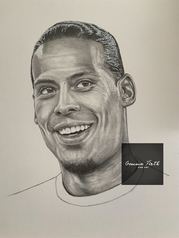 Poster Artistico Virgil Van Dijk Liverpool, Stampa A4 Con Firma Riprodotta Digitalmente, Senza Cornice, Regalo Per Tifosi Di Calcio