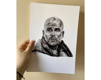 Pep Guardiola Drawing A4 Print Pencil Drawing | Football Prints | Birthday Gift | Football Decor | Christmas Gift |