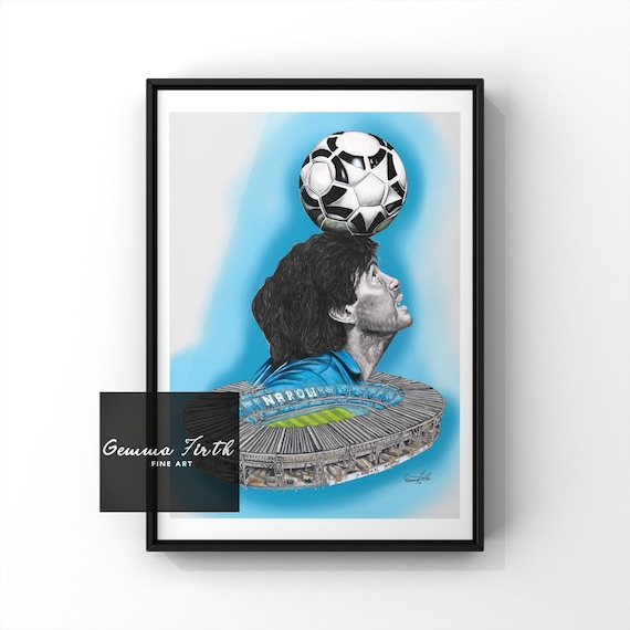 DIEGO プリント作品 Maradona Inspired Pencil Drawing Print A4 A5 A3 Pencil Drawing