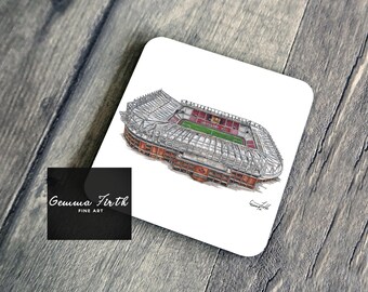 Posavasos con dibujo inspirado en el estadio de luz, diseño hecho a mano, posavasos de fútbol, regalo de estadio de fútbol, decoración de fútbol