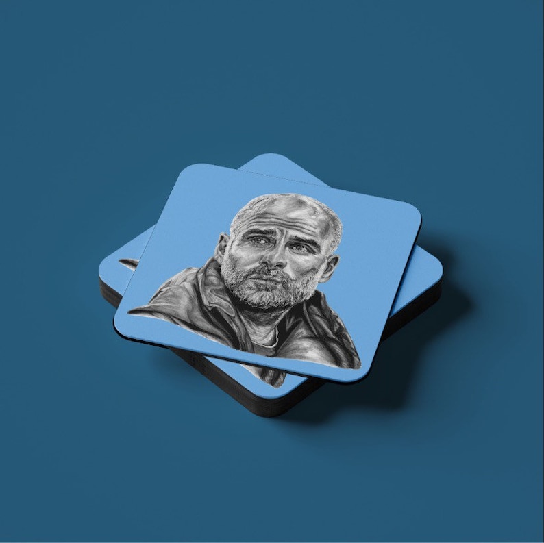 Pep Guardiola Inspired Drawing Coaster Original Artwork image 1