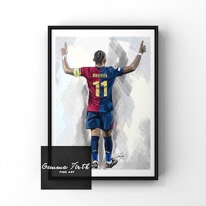 Dibujo de Raphinha inspirado ilustración impresa Obra de arte original / Impresiones de fútbol / Regalo de cumpleaños / Decoración de fútbol / Regalos de Navidad /
