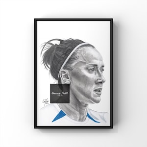 Lucy Bronze inspired Print Pencil Drawing Original Artwork footballer drawing
