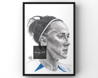 Lucy Bronze inspirierte Print Bleistift Zeichnung Original Kunstwerk Fußballer Zeichnung