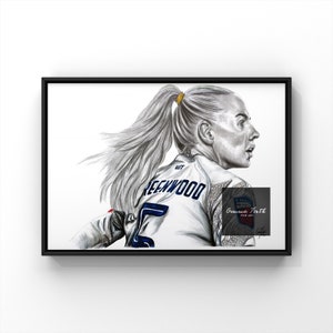 Alex Greenwood inspirierte Druck Bleistift Zeichnung Original Kunstwerk Fußballer Zeichnung Löwinnen