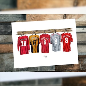 Steven Gerrard Themed Career Dressing Room Kit Print Hand Illustrated Design