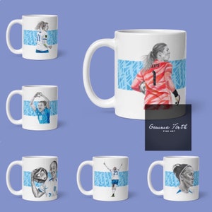 England Women Inspired Pencil Drawing Mug Original Artwork Lionesses