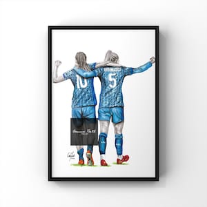 Alex Greenwood und Ella Toone Druck Bleistift Zeichnung Original Kunstwerk Fußballer Zeichnung Löwinnen