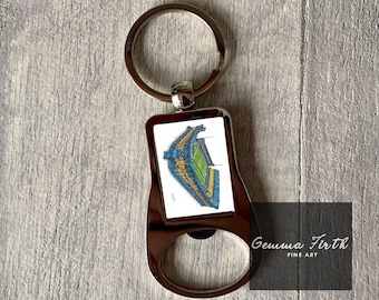 La Bombonera Drawing Inspired Bottle Opener Keyring Metal Original Artwork