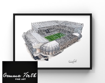 St. James&#39; Park themed drawing | Football Prints | Birthday Gift | Football Decor | A4 A5 A3 Football Print | Newcastle Fan Gift