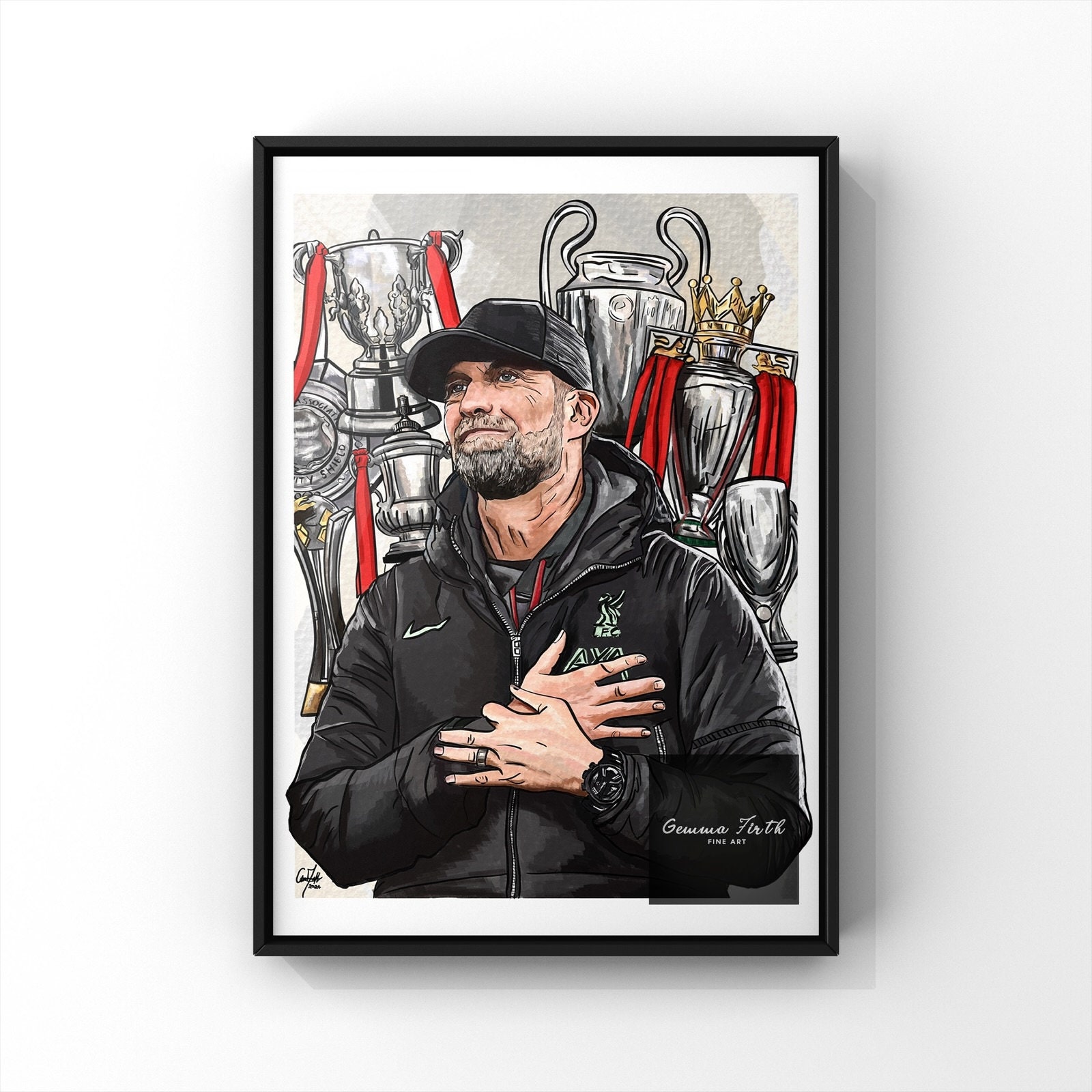 Jurgen Klopp Trophy Inspired Digital Illustration Print