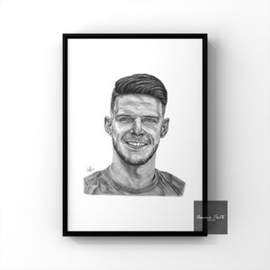 Declan Rice A4 Print Drawing Original Artwork | Football Prints | Birthday Gift | Football Decor | Christmas Gifts |
