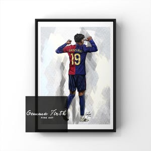 Dibujo de Lamine Yamal inspirado ilustración impresa Obra de arte original / Impresiones de fútbol / Regalo de cumpleaños / Decoración de fútbol / Regalos de Navidad /