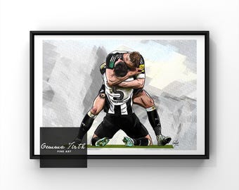Dan Burn and Fabian Schar inspired A4 A5 A3 Print Pencil Drawing Newcastle themed | Football Prints  | Football Decor | League Cup Winner |
