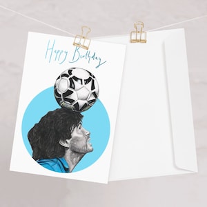 Carte d'anniversaire dessin Maradona argentine format A5 CARTE MARTEAU faite main