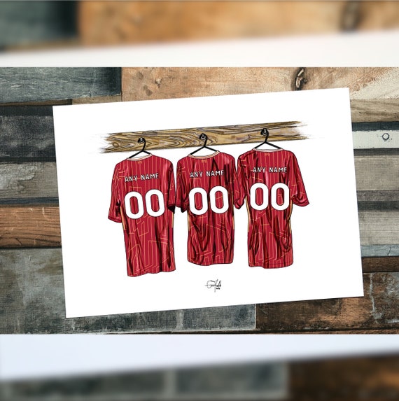 Personalised Liverpool Kit Print 24 25 Illistration print Any Name Any any Number
