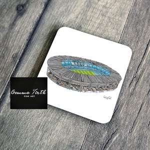 Stadio Diego Armando Maradona Inspired Drawing Coaster Handmade Hand Drawn Design | Football Coaster | Football Stadium Gift |