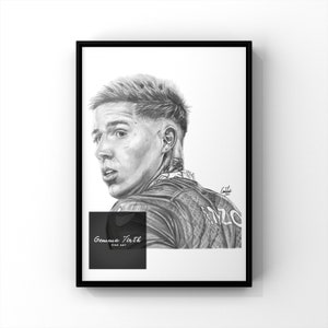 Dibujo de Enzo Fernández Impresión A4 Obra de arte original / Impresiones de fútbol / Regalo de cumpleaños / Decoración de fútbol / Regalos de Navidad /