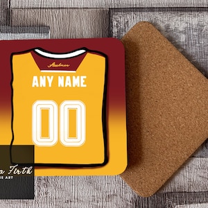 Gepersonaliseerde onderzetter met Motherwell-thema Aanpasbaar Origineel handgetekend kunstwerk 25/24 | Voetbalcadeaus | Kerstcadeau | Verjaardagscadeau
